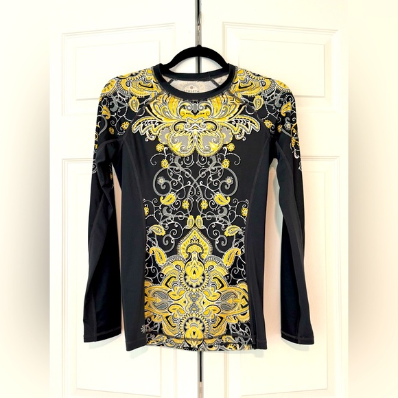 Athleta Tops - Athleta Tattoo Yellow Gray Long Sleeve Knit Top Active Wear Sz XXS